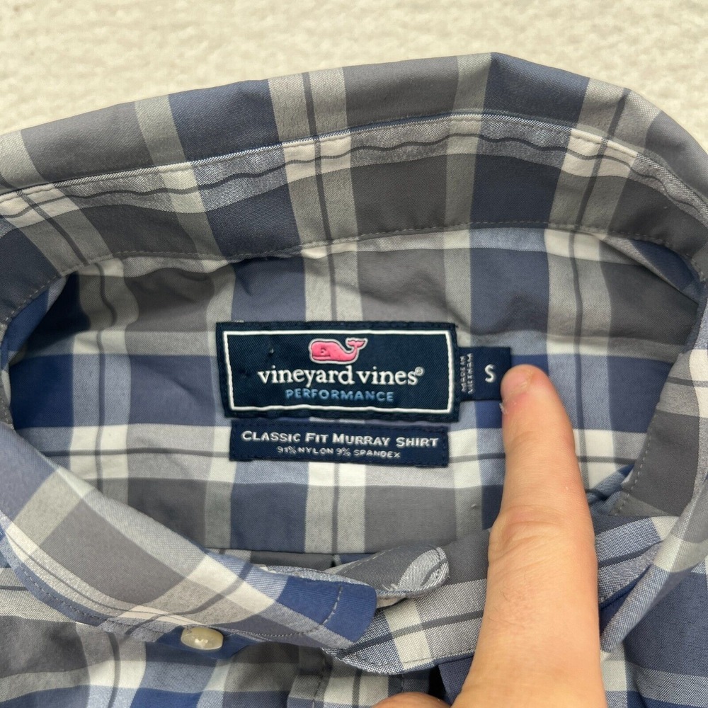 Vineyard Vines Shirt Mens Small Blue Performance Classic Fit Murray Plaid - Picture 3 of 10